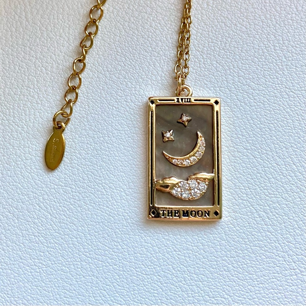 Gold Moon & Stars Pendant Necklace - The Moon